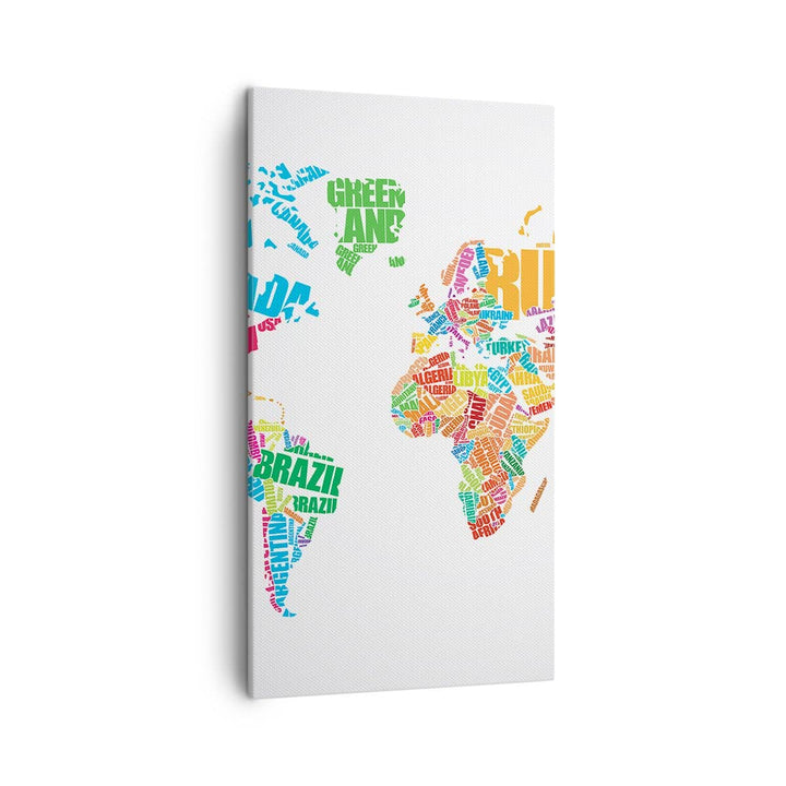 Bilder auf Leinwand Karte Worte Welt Geographie Leinwandbild mit Rahmen 45x80cm Wandbilder Dekoratio