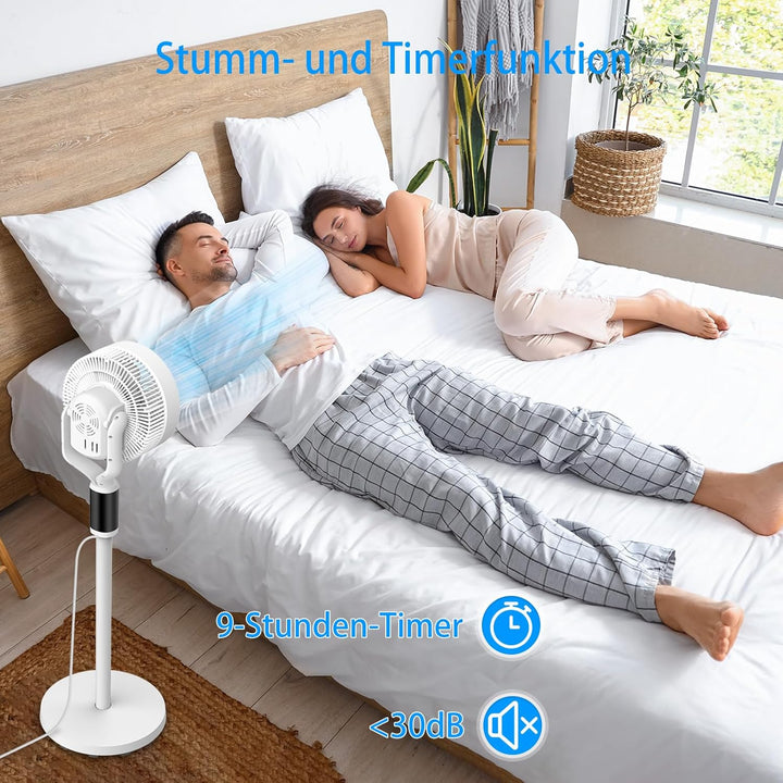 SHAVINGFUN Standventilator mit Fernbedienung, höhenverstellbar, Timer, 6 Geschwindigkeitsstufen, ide