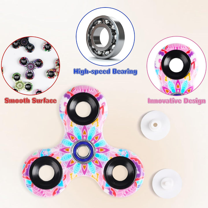 SCIONE [12er-Pack] Fidget Spinner mit Rosetten-Mustern (6,3 cm), High-Speed Fingerkreisel, Mitgebsel