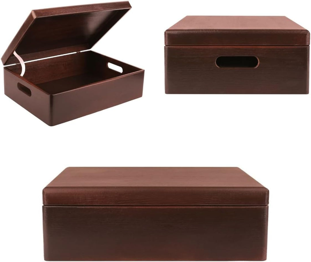 Creative Deco XL Braun Grosse Holzkiste mit Deckel | 40 x 30 x 14 cm (+/- 1 cm) | Erinnerungsbox Bab