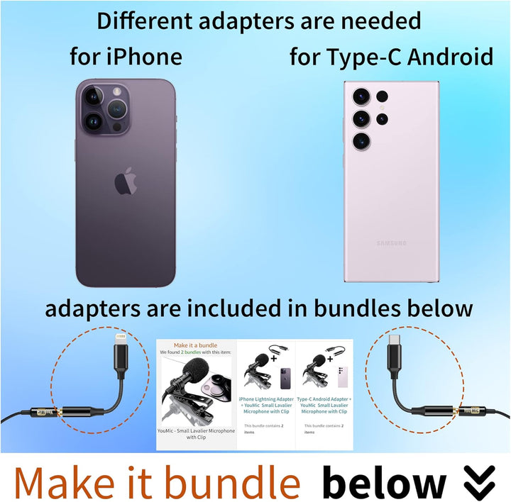 Lavalier Ansteckmikrofon für iPhone X 8 7 7 Plus 6 6s 5 5 5s/iOS/Android | Mini Ansteckmikrofon Mic