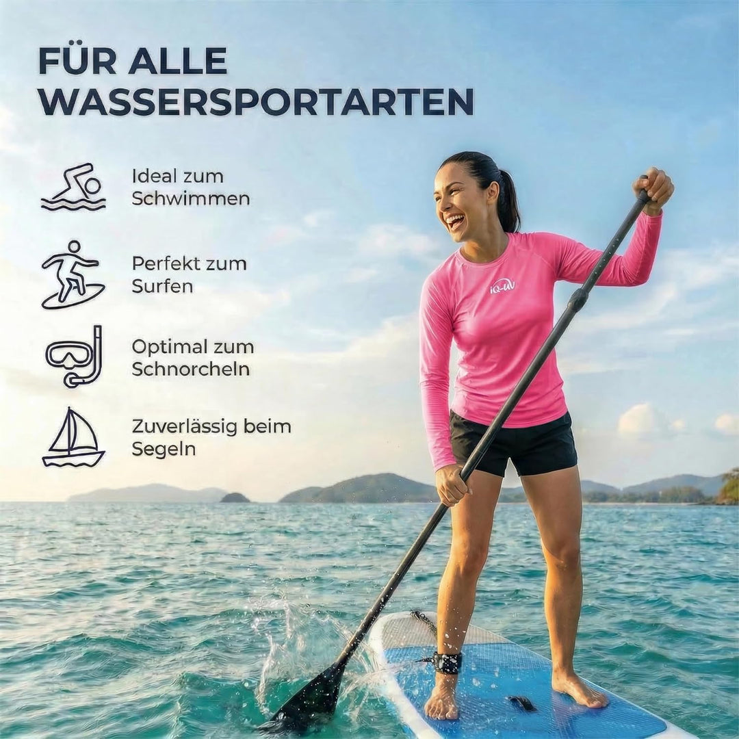 iQ-UV Sportshirt Damen Langarm – Elastisches UV Shirt für Damen für Wasser & Sport – Rash Guard mit
