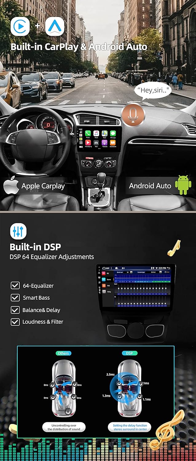 JOYX Android 13 Autoradio Passt für Citroen C4 C4L DS4 (2013-2017) - [4G+64G] -【Eingebaut DSP/Carpla