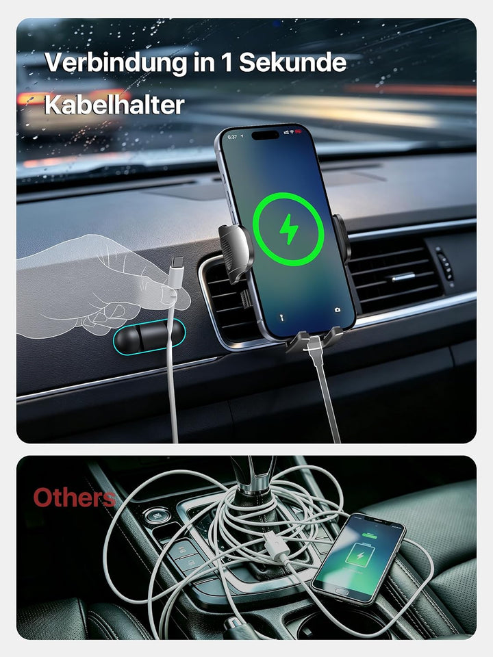 【Militär-Klasse】4 in 1 Handyhalterung Auto【Tärkst Saugnapf &amp; Clip】Federungskapazität 36KG 360° Drehb