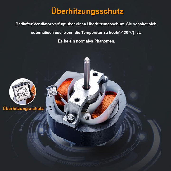 Badlüfter Ø100mm mit Nachlauf und Feuchtigkeitssensor Badezimmerlüfter mit Rückstauklappe Bad Lüfter