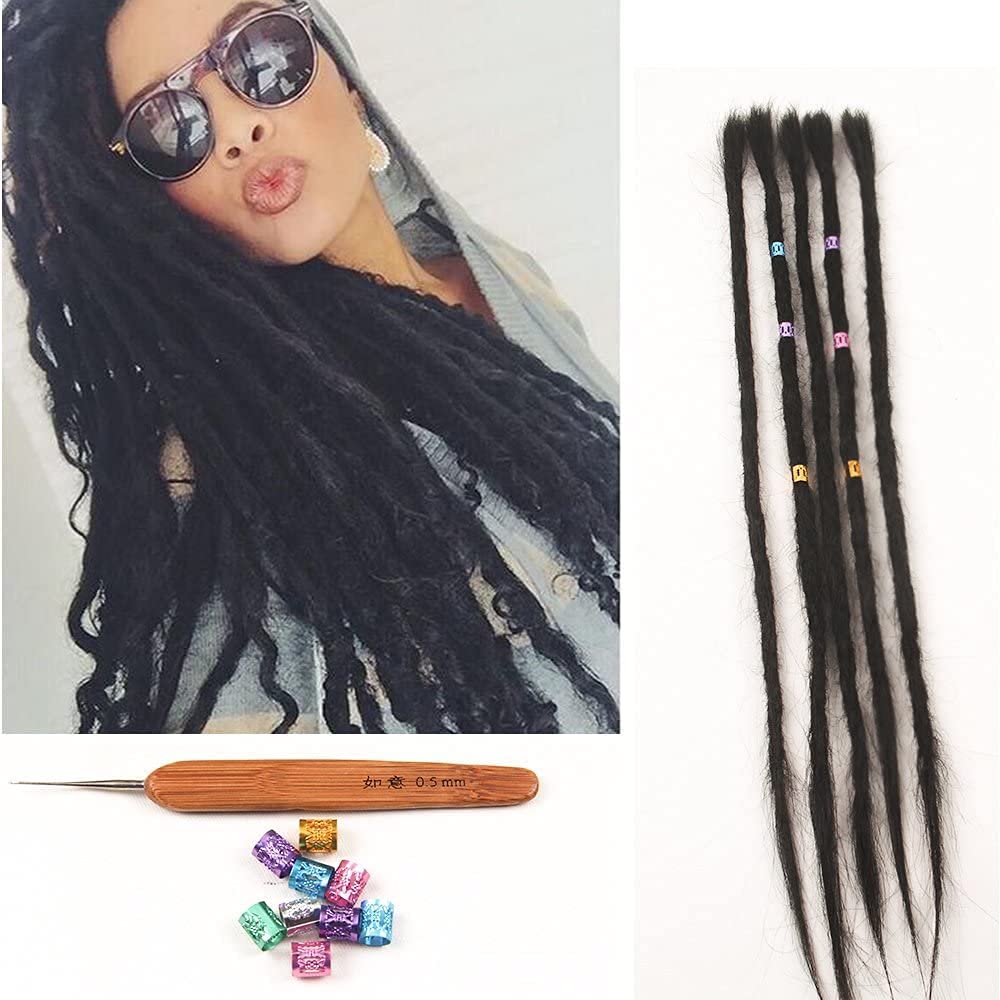 100% Echthaar Dreadlock Extensions 20 Zoll 5 Stränge/Pack Handgemachte Crochet Dreadlocks Extension