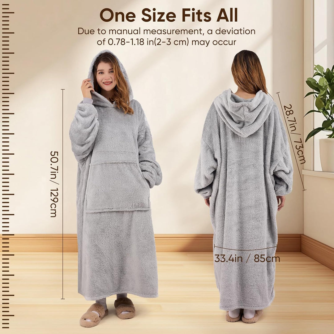 Qutool Hoodie Decke mit Ärmeln und Kuscheldecke, Weich Warm Tragbare zum Anziehen für Erwachsene, Ku
