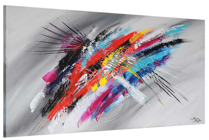Monica Mirafiori I 100% HANDGEMALT I Gemälde Multicolor 120x60cm | Gemälde Handgemalt | Acrylgemälde