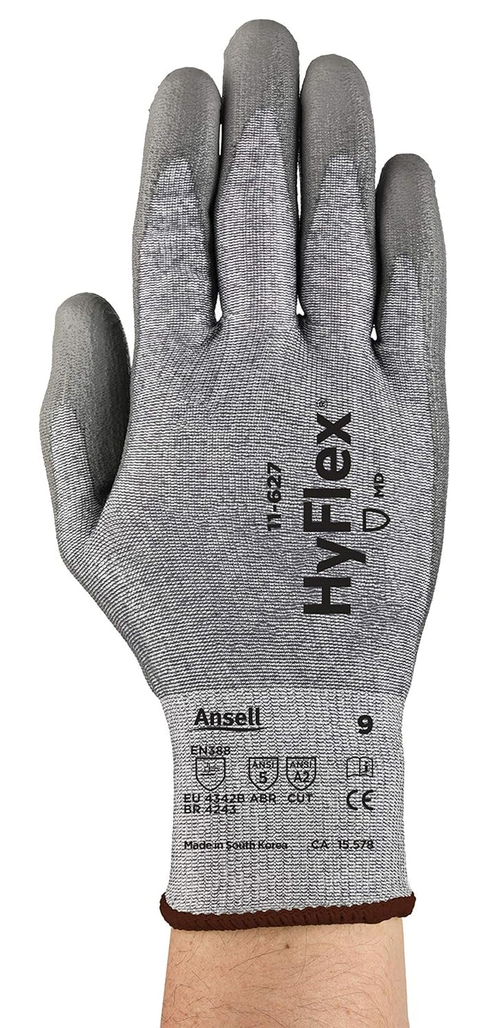 Ansell HyFlex 11-627 Schnittschutz-Handschuhe, Mechanikschutz, Grau, Grösse 7 (12 Paar pro Beutel) G