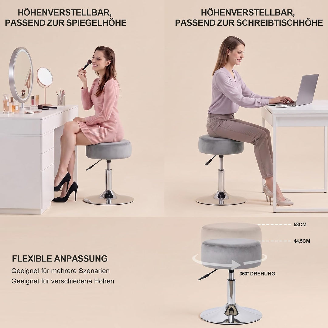Drehhocker Sitzhocker Hocker RUND höhenverstellbar drehbar aus Kunstleder Farbauswahl Duhome 428S, F
