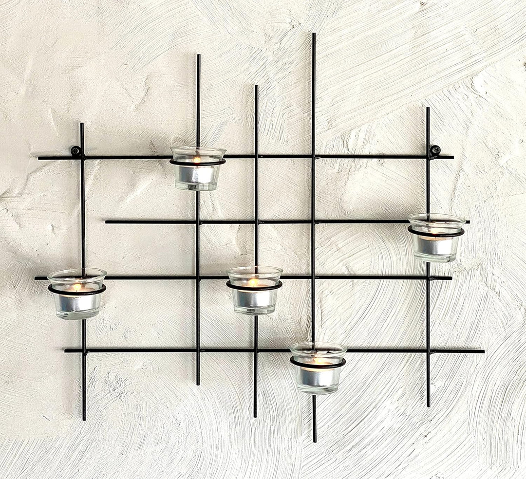 DanDiBo Wandteelichthalter Metall Leuchter 5XXL Wandkerzenhalter 50 cm Teelichthalter Wand Kerzenhal