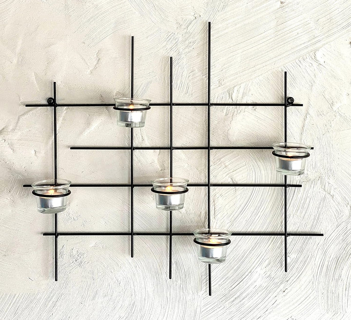 DanDiBo Wandteelichthalter Metall Leuchter 5XXL Wandkerzenhalter 50 cm Teelichthalter Wand Kerzenhal