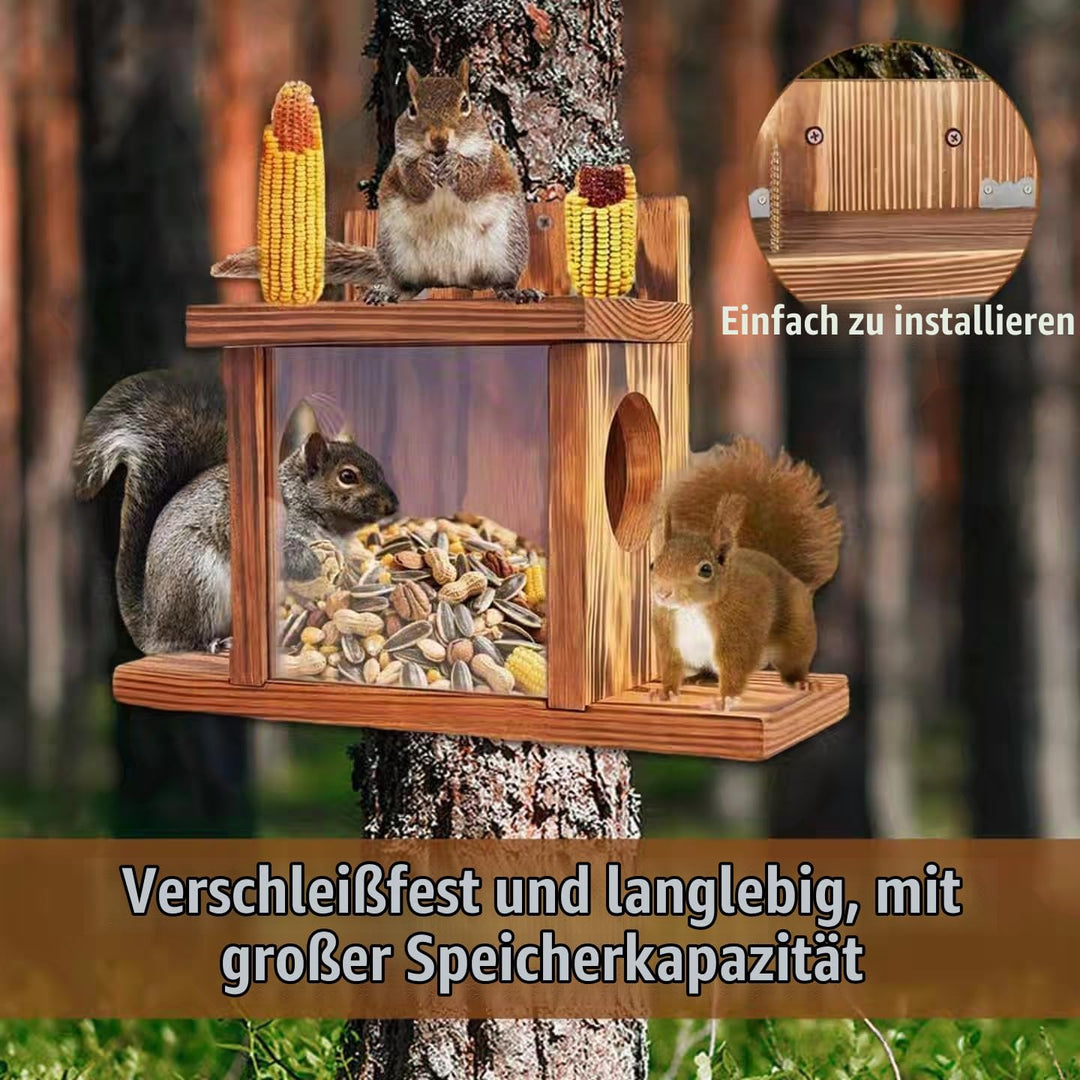 Eichhörnchen Futterhaus Wetterfest, Eichhörnchenhaus, Eichhörnchen Futterhaus aus Holz, Futterstatio