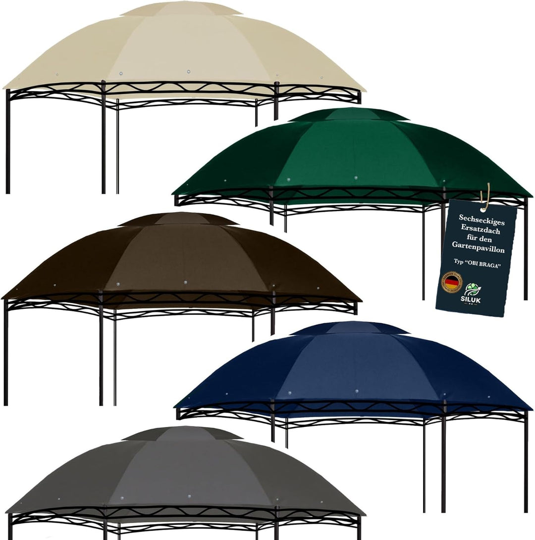 freigarten.de Ersatzdach für Pavillon Ø 350 [cm] Wasserdicht Material: Panama PCV Soft 370g/m² extra