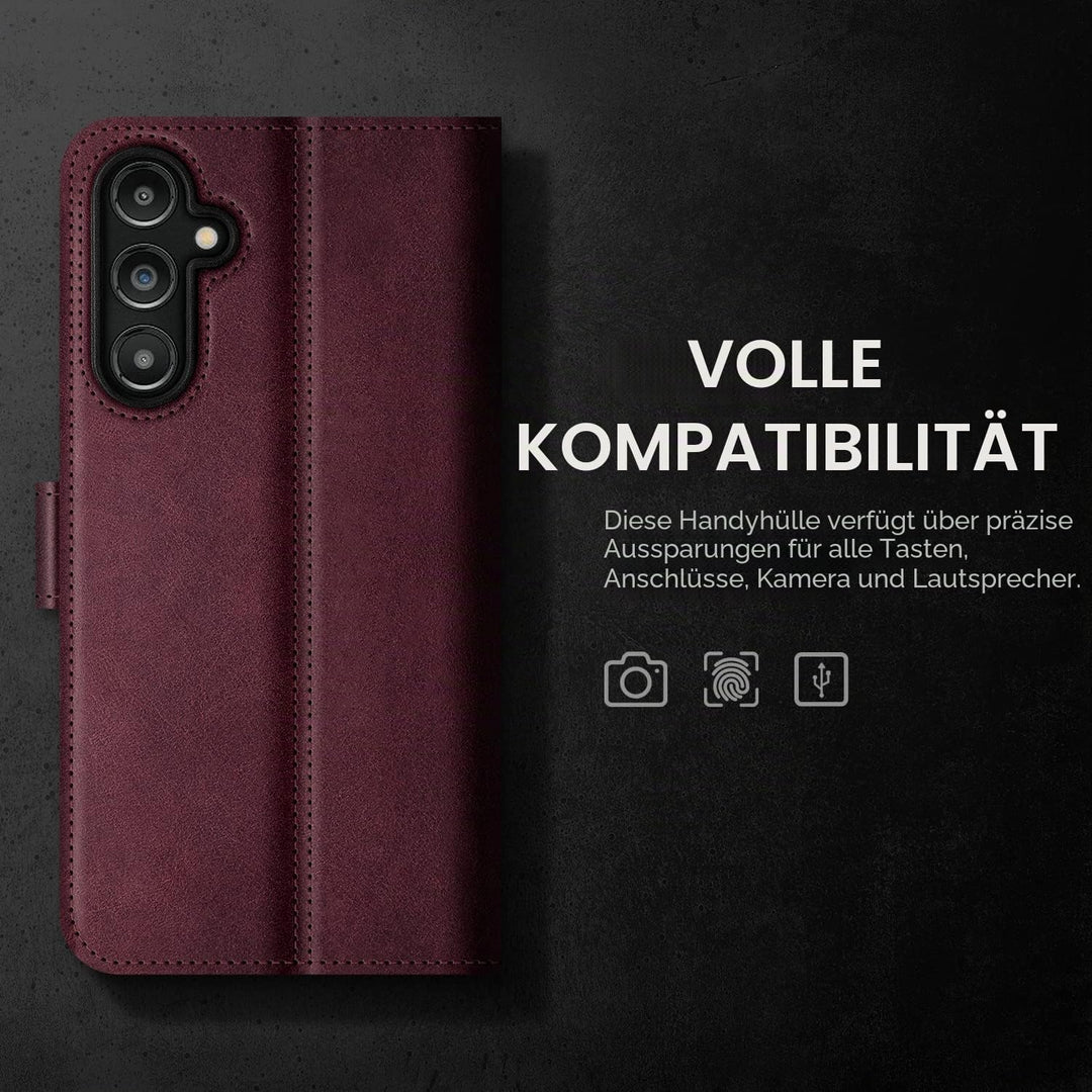 SURAZO Premium Handyhülle für Samsung Galaxy A54 Hülle Leder – Klappbare Echtleder Schutzhülle [Magn
