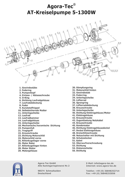 Agora-Tec® AT-Hauswasserwerk-5-1300-10DW, 5 stufige Kreiselpumpe mit max: 5,6 bar und max: 5400l/h u