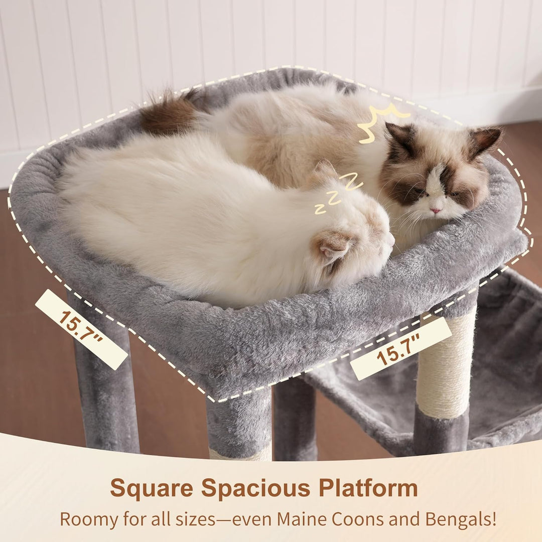 Heybly Kratzbaum 120cm - Grosser Katzenbaum mit XL-Basis, für grosse Katzen & Mehrkatzenhaushalte, G