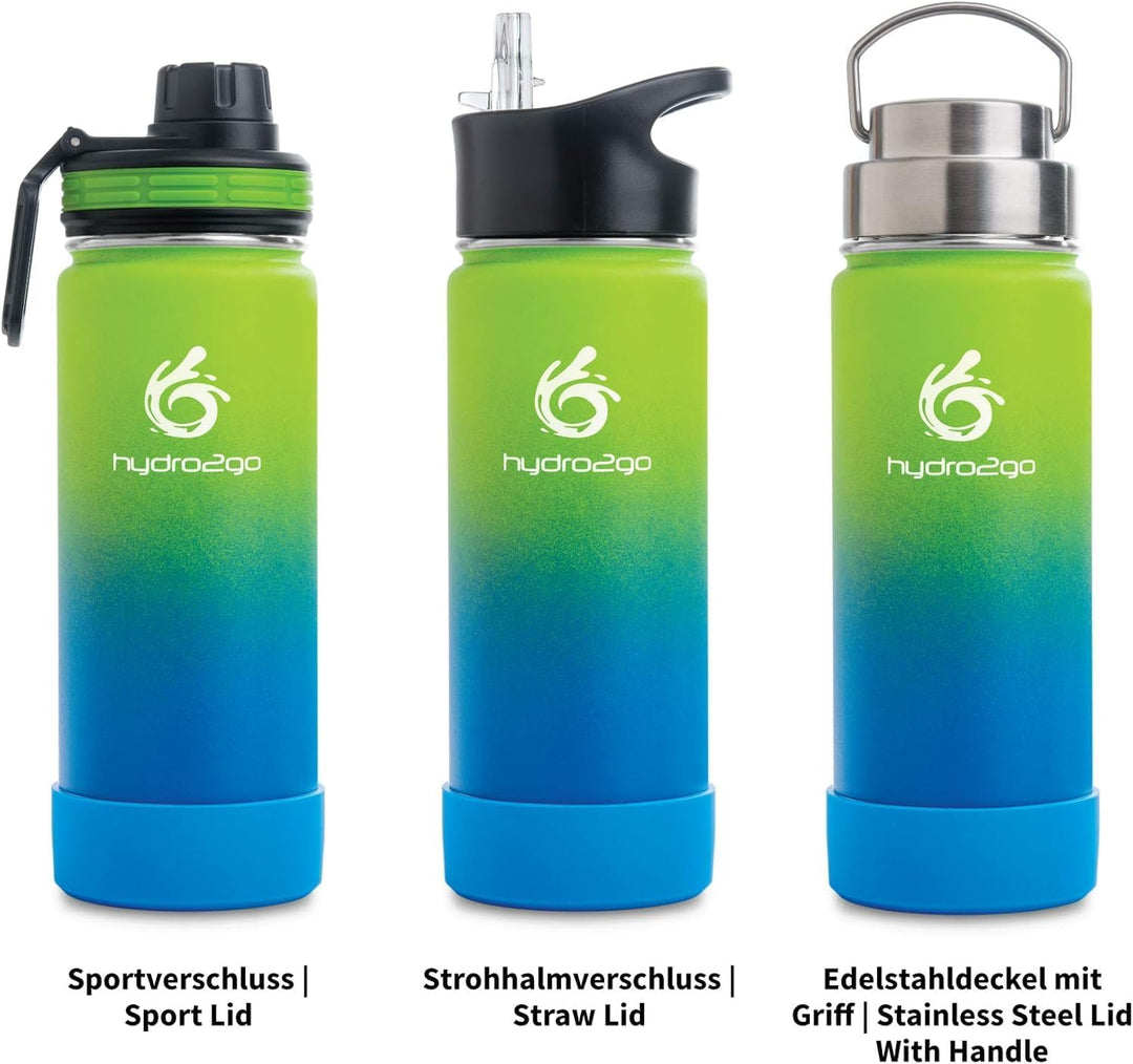 hydro2go Edelstahl Trinkflasche – BPA-freie Isolierflasche für Kinder, Schule, Sport & Outdoor – Häl