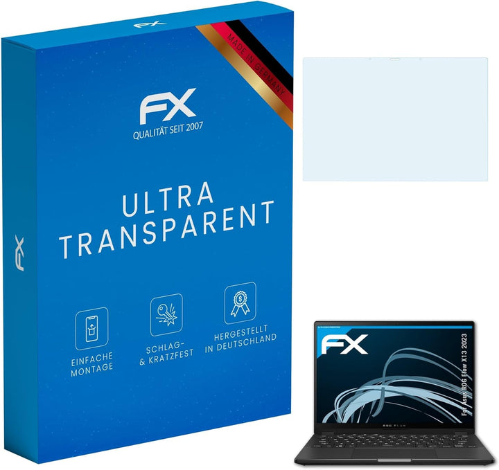 atFoliX Schutzfolie kompatibel mit Asus ROG Flow X13 2023 Folie, ultraklare FX Displayschutzfolie (2
