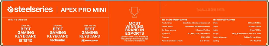 SteelSeries Apex Pro Mini HyperMagnetic Gaming- – Die weltweit schnellste – Anpassbares Ansprechverh