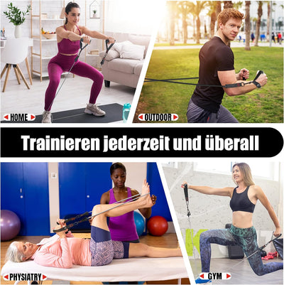 Resistance Bands Widerstandsbänder Set, 5 Fitnessbänder Expander Tube Bands, Fitnessband mit Grossem