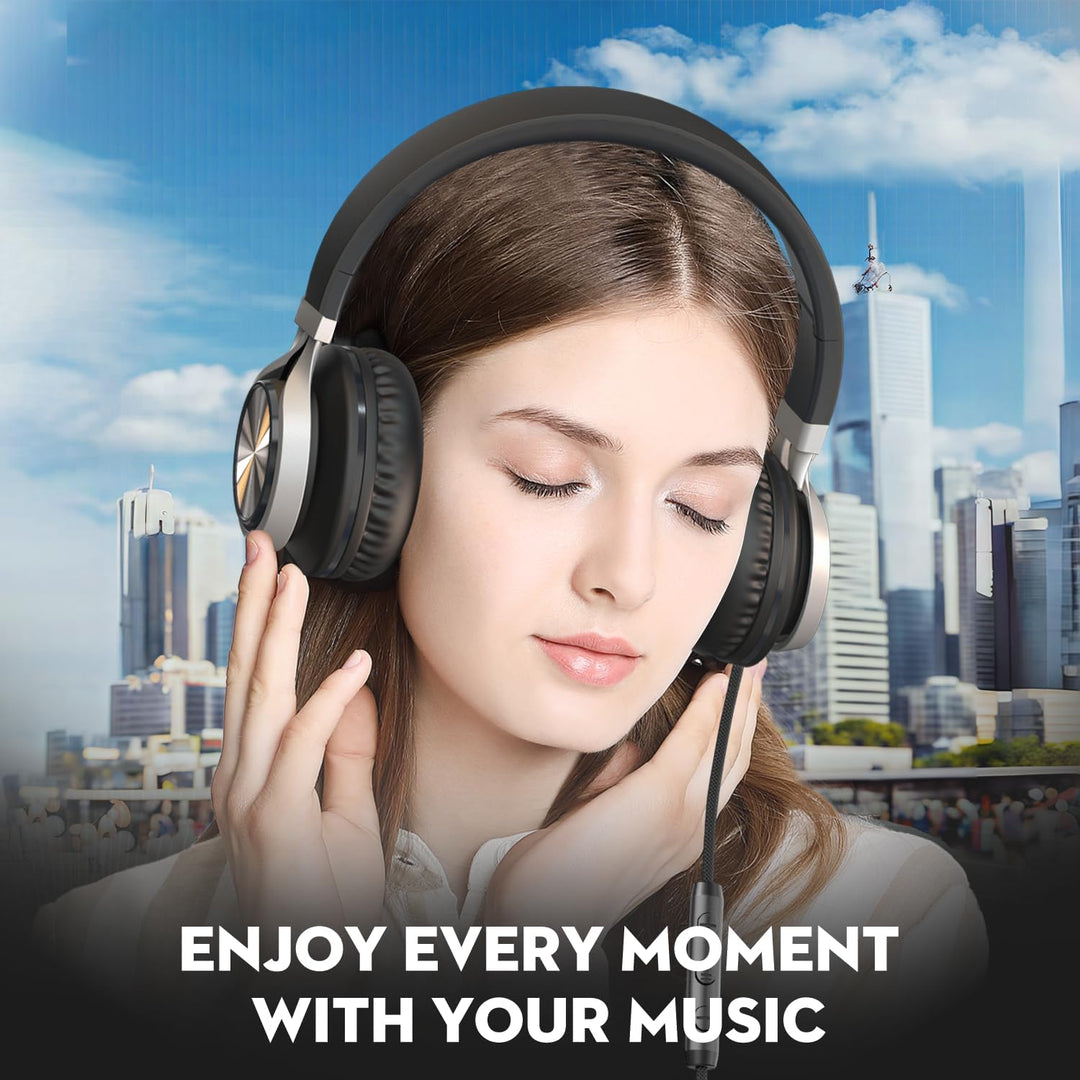 USB-C Kopfhörer mit Mikrofon und Lautstärkeregler, Over Ear Stereo Headsets für iPhone 15, 16 Pro, k
