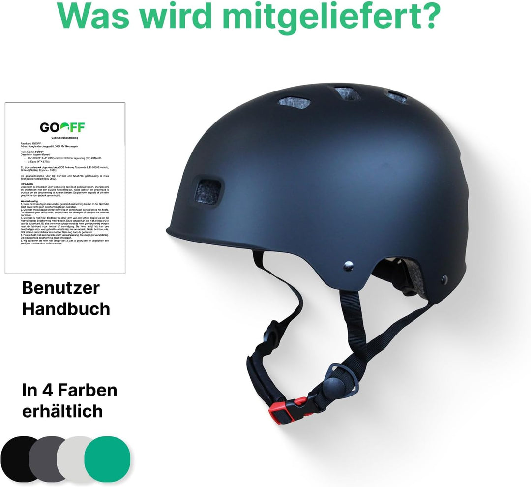 GOOFF Skatehelm - CE &amp; NTA Zertifiziert - Skatehelm für Erwachsene und Kinder - auch als Fahrrad &amp; S