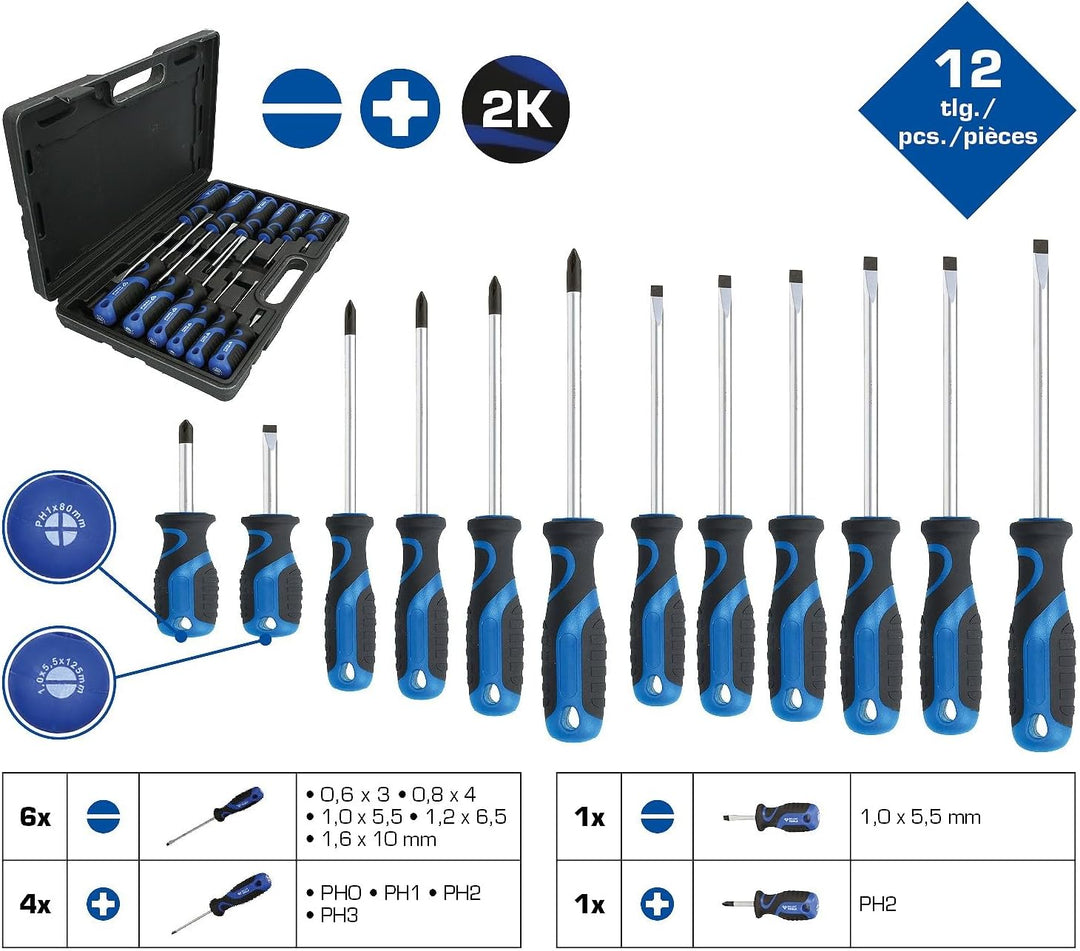 BRILLIANT TOOLS BT033012 Schraubendreher-Satz, 12-tlg, Schlitz, PH [Powered by KS TOOLS] 12-tlg., 12