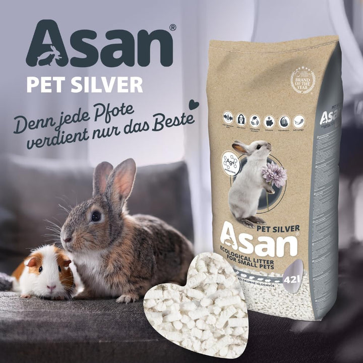 Asan - 3537 - 100% natürliche Über- und Unterstreu für Kaninchen, Hasen und Frettchen, 42L Asan Ag+