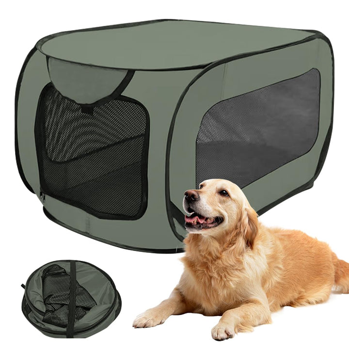 Faltbare Hunde Transportbox 92x52x52 cm - Doppeltürig & Sicher für Autoreisen,Belüftetes Pop-Up Desi