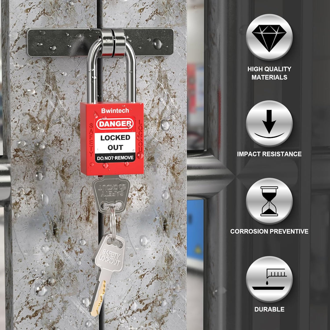 10 Stück 38MM gleichschliessendes rotes Sicherheitsvorhängeschloss Lockout Tagout Lock für Lock Out