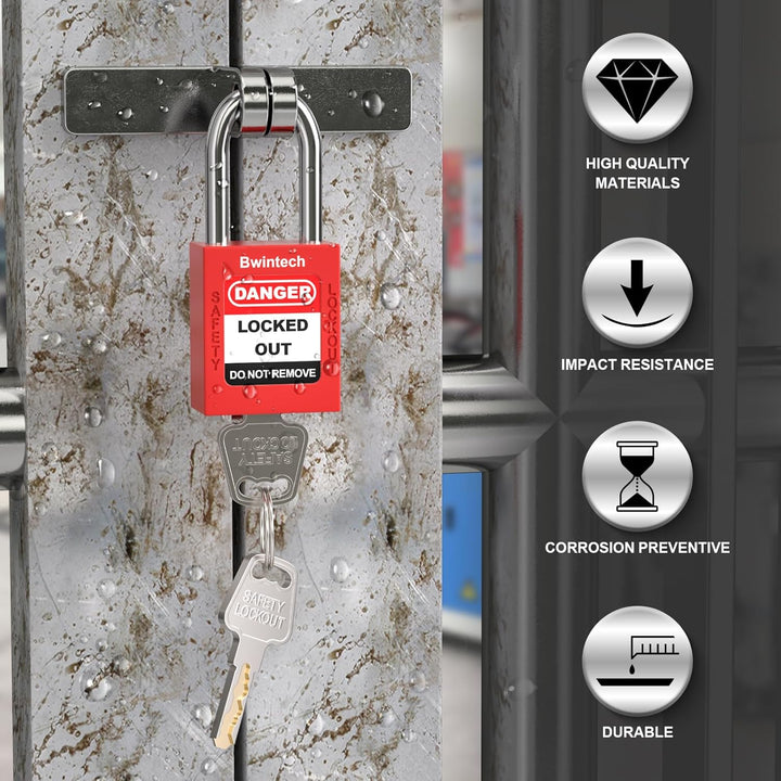 5 Stück 38MM verschlüsselt verschiedene rote Sicherheitsvorhängeschloss Lockout Tagout Schloss für L