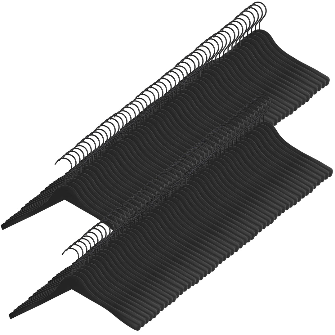 GERSO Kleiderbügel Premium 45 cm – 100er Pack – Massivholz schwarz gummiert – Formbügel mit drehbare