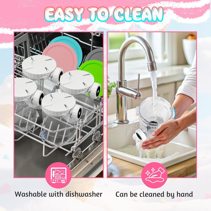 4 Stück Ninja Creami Behälter 480ml, BPA-frei & Spülmaschinenfest, Kompatibel mit Ninja NC300/NC301/