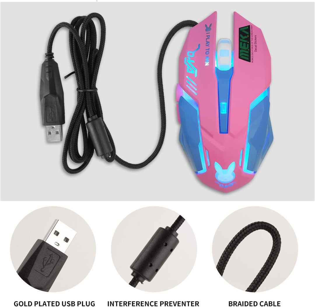IULONEE Wired Gaming Mouse USB Silent 7 Farben Optische Spielmäuse mit Hintergrundbeleuchtung Ergono