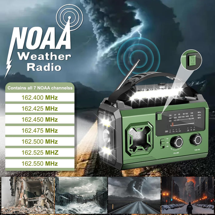 Kurbelradio - 27000mAh Notfallradio mit Kurbel und Solar, Tragbar Solar Notfall Radio mit AM/FM Empf