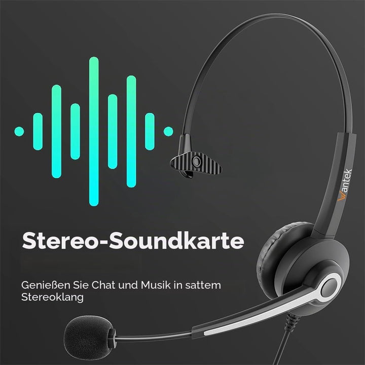 Wantek USB Headset mit Mikrofon für PC Laptop,USB-A,Mikrofon mit Noise Cancelling-ganztägiger Komfor