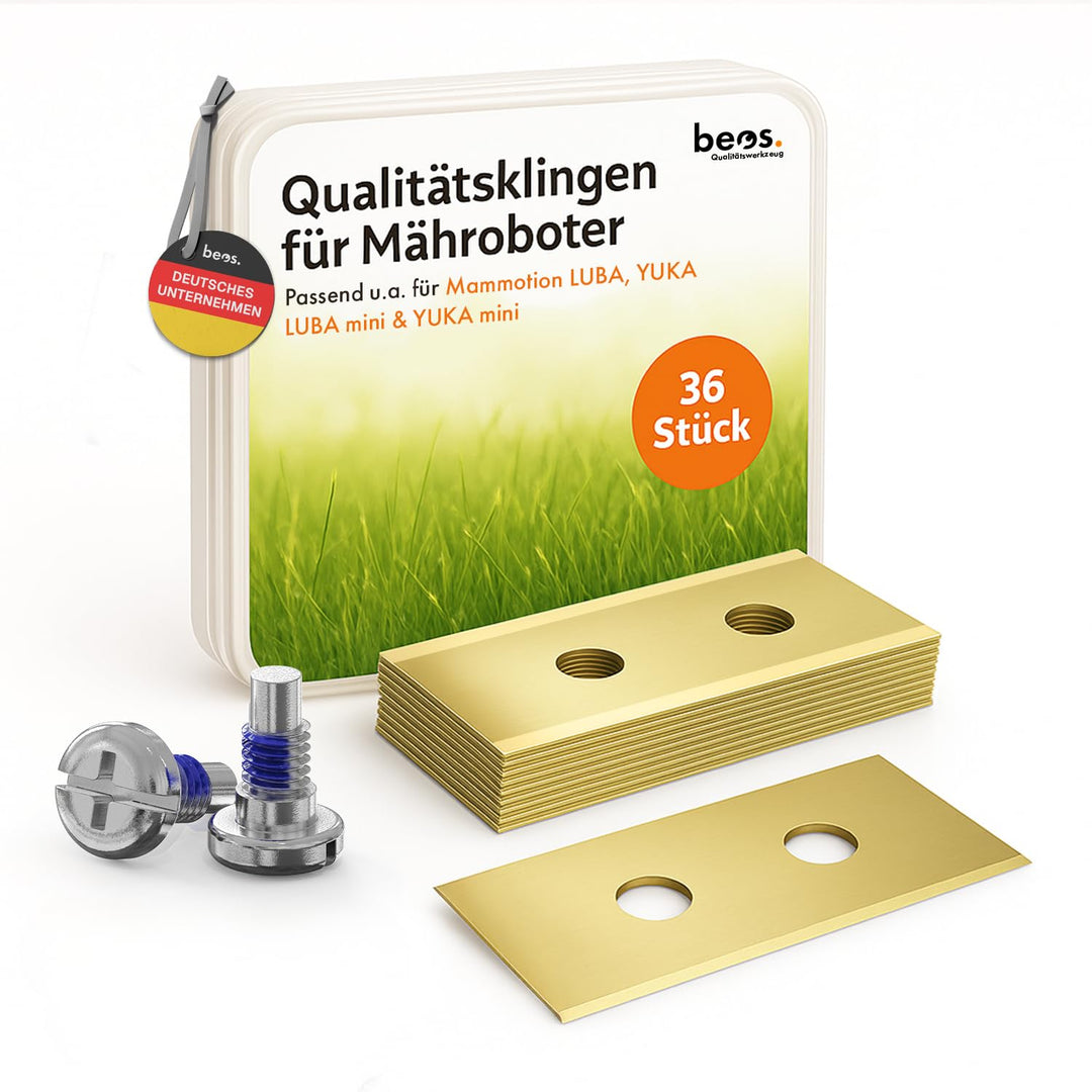 BEOS® 36 x Premium Titan Ersatzmesser + Schrauben mit Sicherung - Messer kompatibel mit Mammotion LU