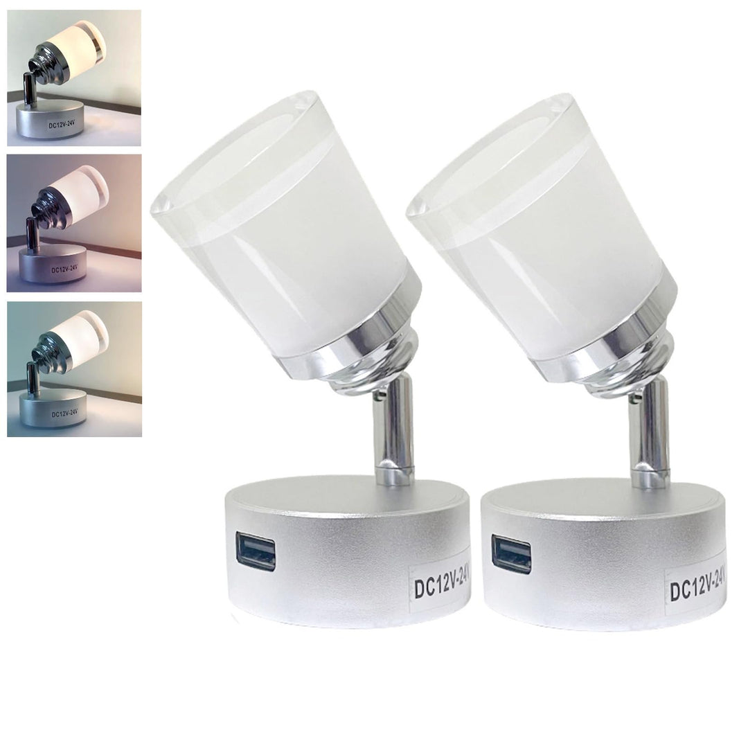 Intckwan 12 Volt Led Lampen Wohnmobil, 12v LED Leselampe Wohnwagen mit USB, 3W, Taktile Dimmschalter