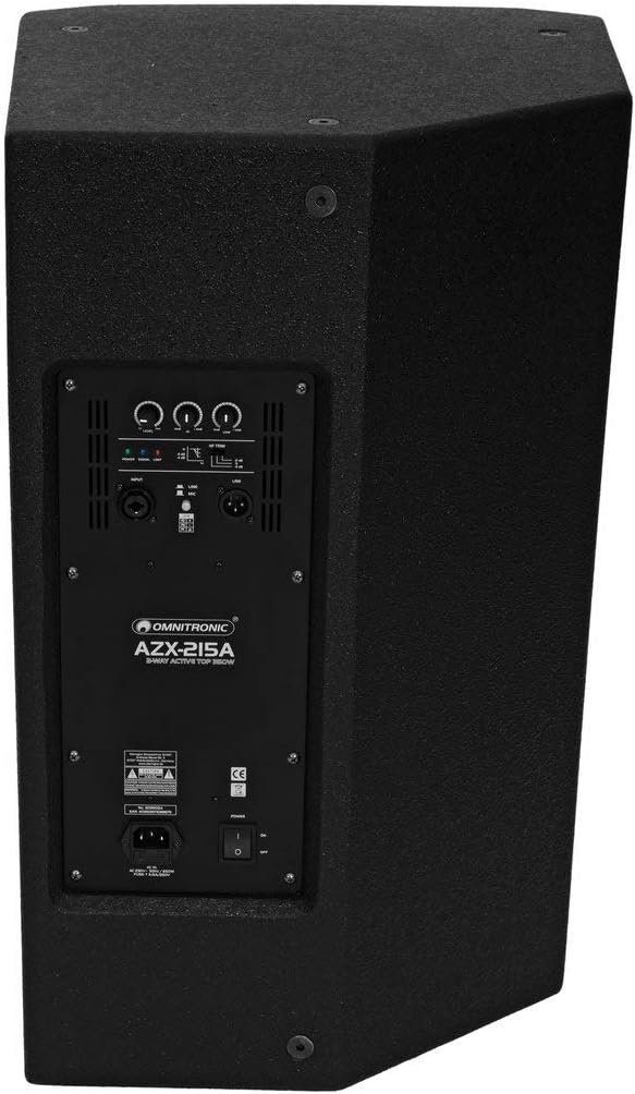 Omnitronic AZX-215A 2-Wege Top aktiv 350W | Aktive 2-Wege-Lautsprecherbox mit 15"-Woofer, 1,75"-Tita