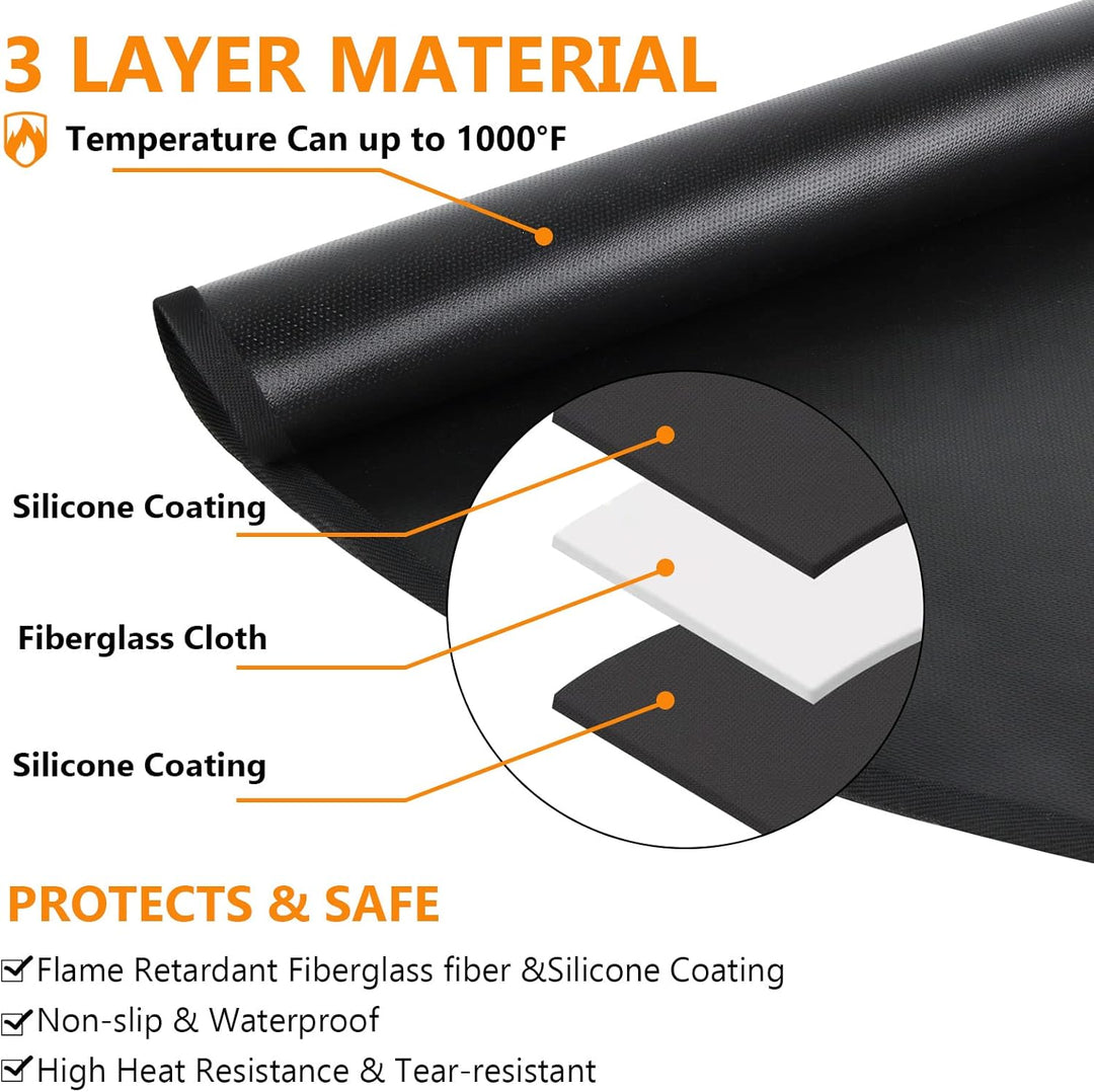 ROCKY&CHAO Feuerfeste Unterlage 39 Inch Rund Feuerschutzmatte 3 Schicht Feuerresistent Grillmatte, G