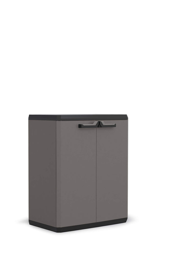 Keter Più Kunststoffschrank, niedrig, anthrazit/schwarz, 68 x 39 x 83
