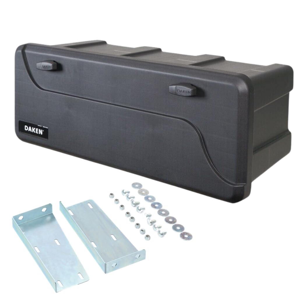 DAKEN Blackit L - 750 x 300 x 355 mm, Deichselbox mit 2 Schlösser, Werkzeugkasten für Anhänger Stauk