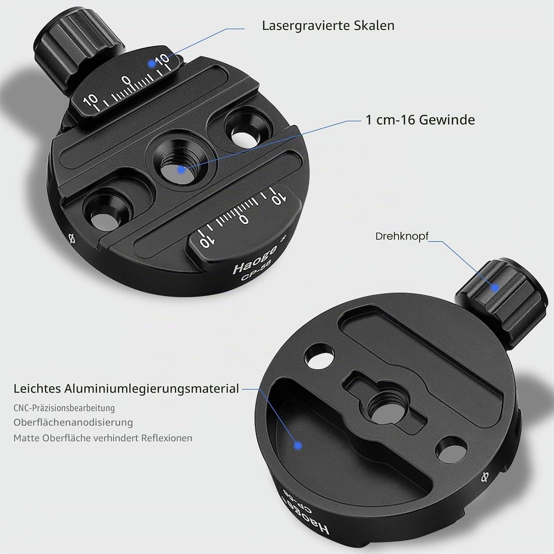Haoge CP-58 58 mm Schraubknopf, Schnellwechselklemme, Adapterhalterung für Schnellwechselplatte, Kam