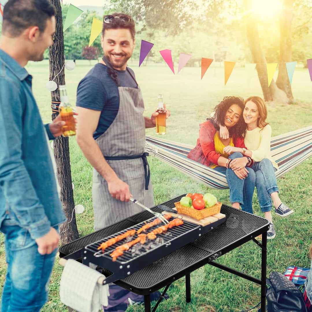 Campingtisch Klappbar 90 * 60cm, Camping-Grill-Tisch, leichte Faltbare Camping-Tisch mit Verstellbar