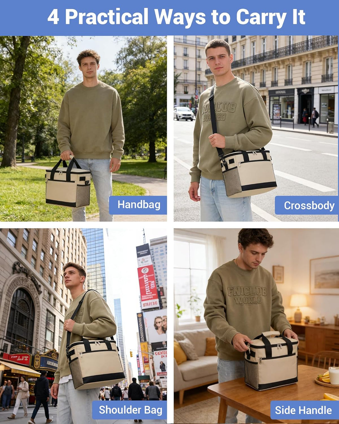 KONO Kühltasche 20L, Grosse Isolierte Lunchtasche Faltbar, Tragbare Thermotasche mit Verstellbarem S