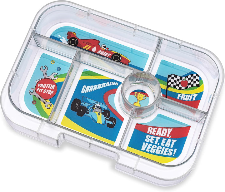 yumbox Original auslaufsichere Bento-Lunchbox für Kinder (Roar Red (Race Cars Tablett)) Rot, Rot