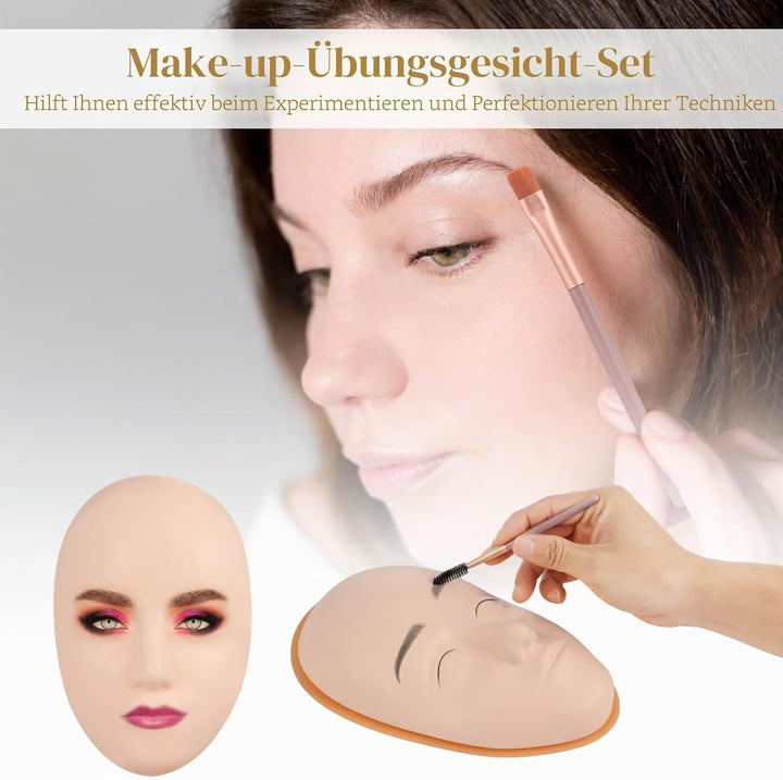 Make-up-Übungsset für das Gesicht, bestehend aus 8 Silikon-Mannequin-Gesichtern, 1 Übungsgesichtspla
