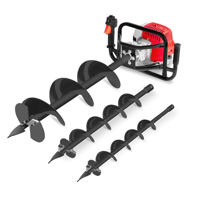 GREENCUT GD750X-3S - Benzin-Erdbohrer 75cc 5.2hp, 2-Takt-Motor, mit 3 Stahlbohrern 100/150/200mm, ma