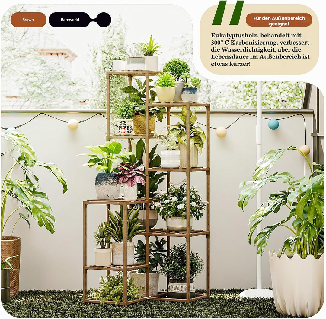 Bamworld Hoher Pflanzenständer Indoor Outdoor Ecke Grosses Regal Pflanzenregale Pflanzenhalter für W